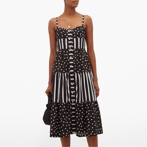Solid and Striped Black Midi Dress Small
